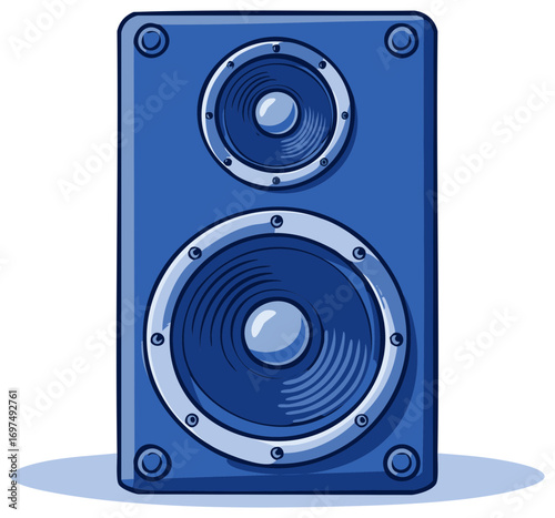 Blue loudspeaker illustration, audio speaker, sound system equipment.