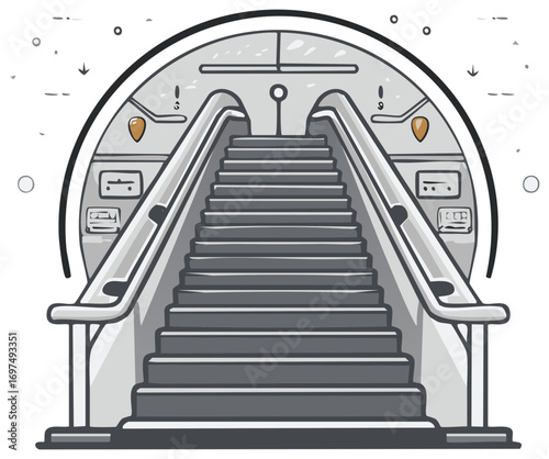 Airplane Boarding Staircase Illustration. Perspective view of boarding stairs.