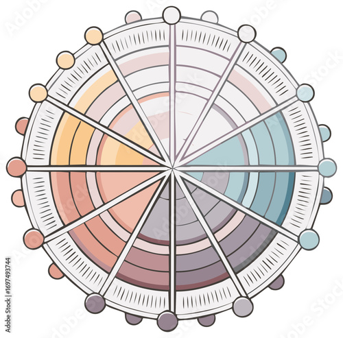 Illustration of a Ferris wheel with color scheme concept in pastel colors