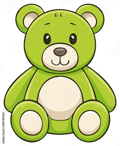 Friendly cute green teddy bear illustration for kids design