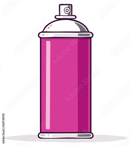 Vibrant Pink Spray Paint Can Illustration Art Supplies Aerosol Container Graphic