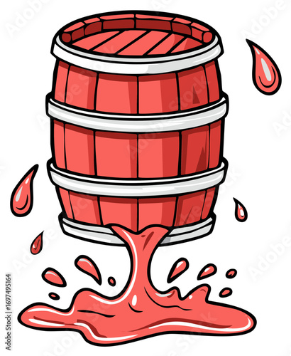 Red Barrel Leaking Liquid with Splashing Drops