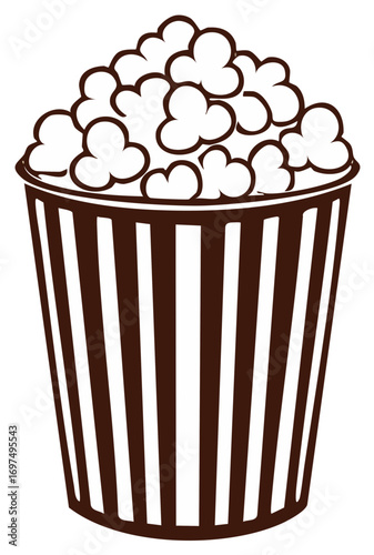 Striped bucket overflowing with fluffy popcorn illustration