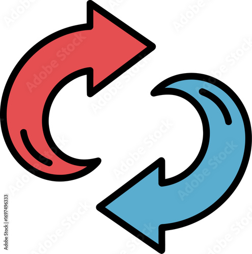 Red and blue recycle arrows vector illustration design