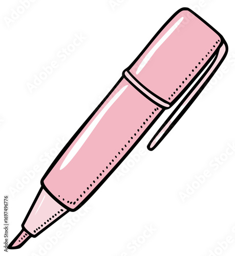 Pink Marker Pen Single Object for Writing and Highlighting Supply