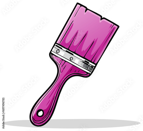 Pink Paintbrush Tool for Wall Decoration or Artistic Painting Projects, Bristles with Color