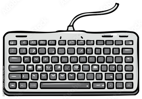 Cartoon Style Computer Keyboard Graphic for Technology and Digital Concepts