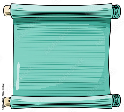 Antique Style Turquoise Scroll with Rolled Edges for Announcements or Presentations Medieval Touch with a Blank Space