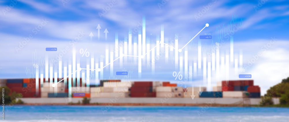 Fototapeta premium Stock market business and exchange financial growth graph. Business chart data graph diagram, business trading graph investment growth, global trend arrow up and down.