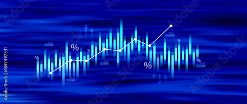 Stock market business and exchange financial growth graph. Business chart data graph diagram, business trading graph investment growth, global trend arrow up and down.