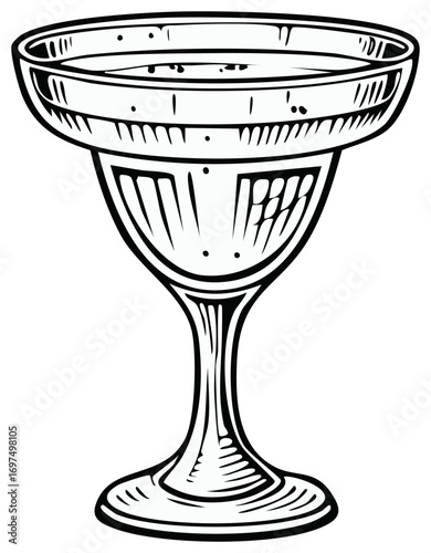 Stylized Margarita Glass with Refreshing Drink Vector Illustration