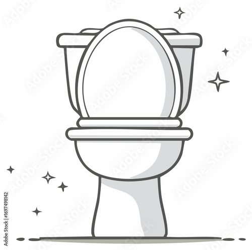 Clean toilet illustration with sparkling effects. Hygiene and cleanliness concept.