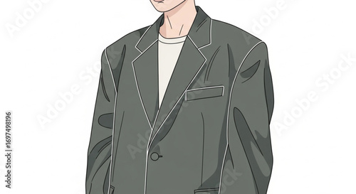 Oversized Blazer Fashion Illustration – Minimalist Vector Style