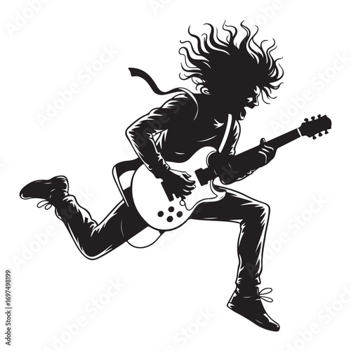 Guitarist Silhouette Playing Electric Guitar