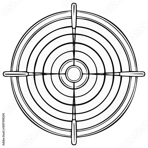 Precision crafting concept with sewing needles as crosshairs on a target