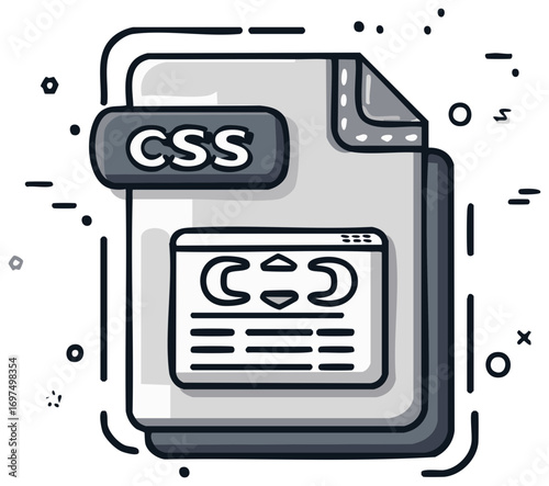 CSS file icon in modern design for software applications and website development