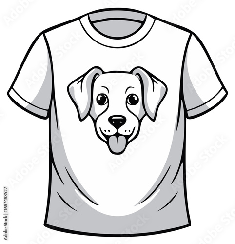 Stylish T-Shirt with Cute Cartoon Dog Face Print for Pet Lovers and Animal Enthusiasts Apparel