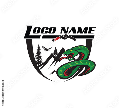 Snake Martial Arts Logo Design – MMA, Karate, Jiu Jitsu, Sports Emblem