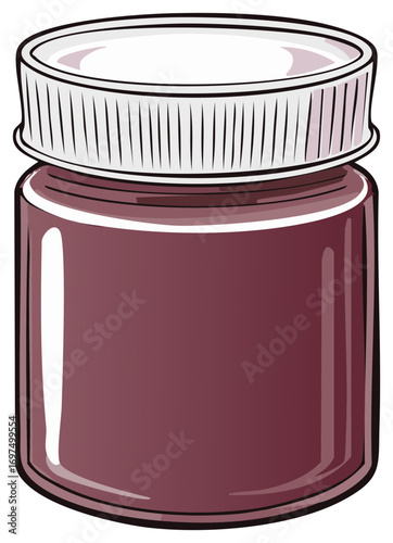 Sealed Maroon Jam Jar With White Lid Food Preserve Vector Illustration