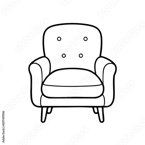 Clean outline drawing of a Chair minimalistic design for coloring page