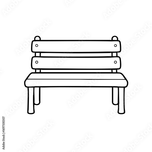 Clean outline drawing of a park bench minimalistic design for coloring page