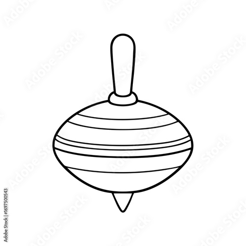 Clean outline drawing of a spinning top minimalistic design for coloring page