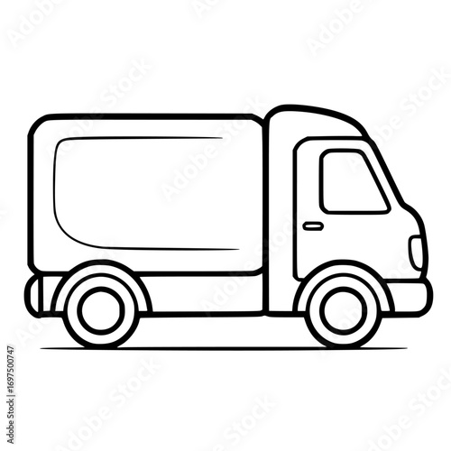 Clean outline drawing of a truck minimalistic design for coloring page