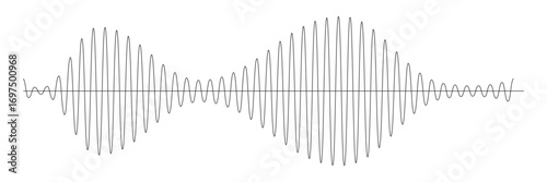 Continuous thin line sound wave icon. One line art audio symbol, single outline soundwave