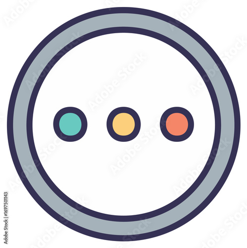 Minimalist more options menu icon with three dots ellipsis symbol for app button and user interface design