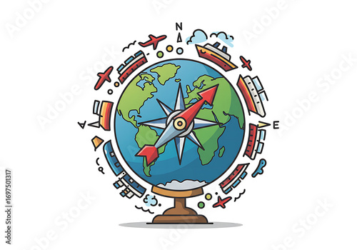  tour and travel images, tour and travel icons, globe with compass