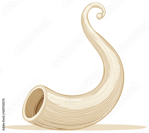 Stylized Illustration of a Curved Ivory Horn for Decorations and Art Projects