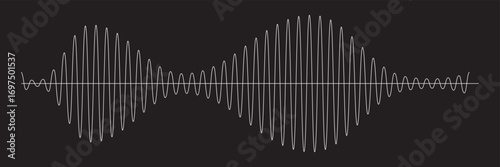 Continuous thin line sound wave icon. One line art audio symbol, single outline soundwave
