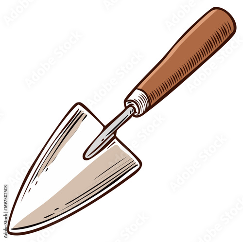 Garden trowel hand drawn vector illustration for planting and digging
