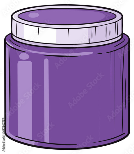 Purple cosmetic jar with white lid for cream products, beauty and personal care illustration