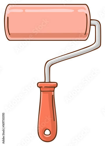 Simple cartoon illustration of a paint roller tool for home renovation and DIY projects