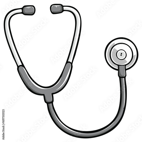 Professional medical doctor's diagnostic stethoscope equipment cartoon illustration graphic