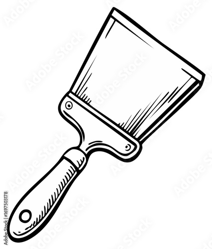 Putty knife spackling tool for drywall plastering and general renovation drawing