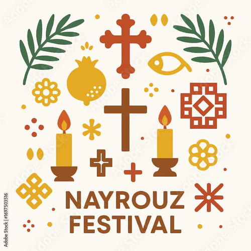 Nayrouz Egypt Flat Vector Illustration with Traditional Symbols