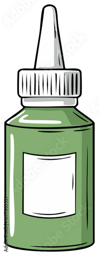 Olive Green Bottle with Dropper and White Label for Essential Oils or Medications