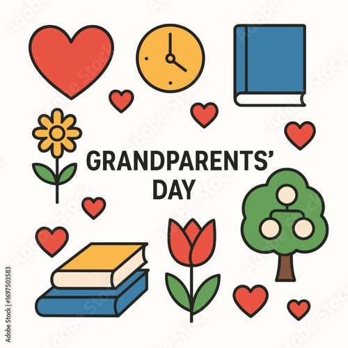 Grandparents’ Day Estonia Flat Vector Illustration with Family Symbols

