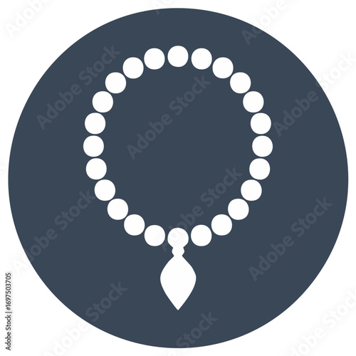 Rosary Icon: Prayer Beads with Pendant on Circle Background