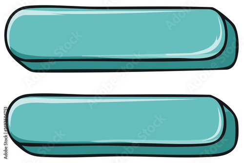 Two horizontal empty blank aqua green rounded rectangle buttons or banners in a fun cartoon style
