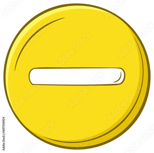 Yellow circle with a horizontal line as a symbol, cartoon style.