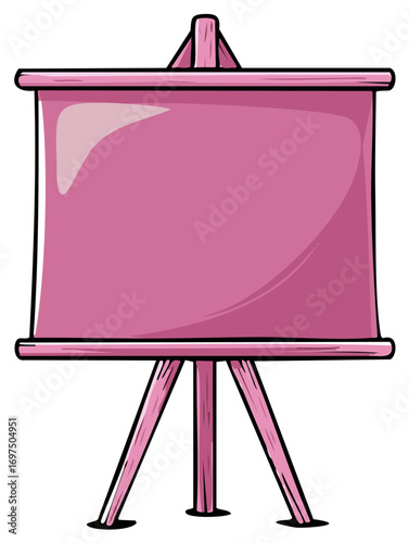 Illustration of a pink easel board with a blank display area, perfect for presentations or artwork showcase.