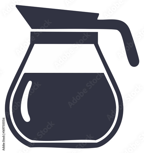Carafe of Coffee or Tea with Handle and Lid Dark Vector Graphic Illustration