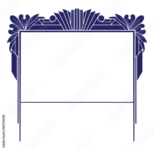 Elegant art deco frame in navy blue design for invitations and vintage decoration