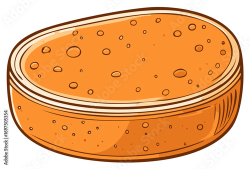 Orange Soap Loaf with Air Bubbles, Cleaning Supplies Cartoon Style