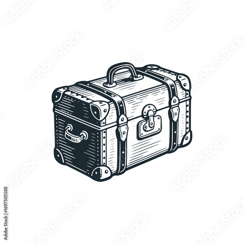 Steamer trunk – Black and White Icon Vector and Illustration