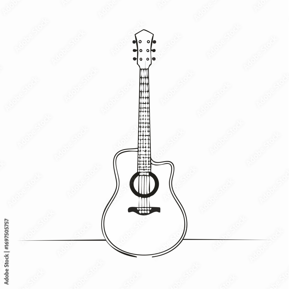 Naklejka premium Black guitar vector, minimal silhouette style