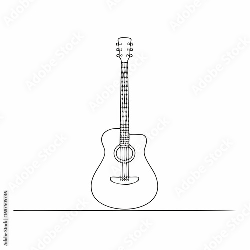 Black guitar vector, minimal silhouette style